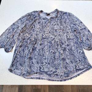 j.t.b. woman Paisley Button Detail 3/4 Sleeve Blouse